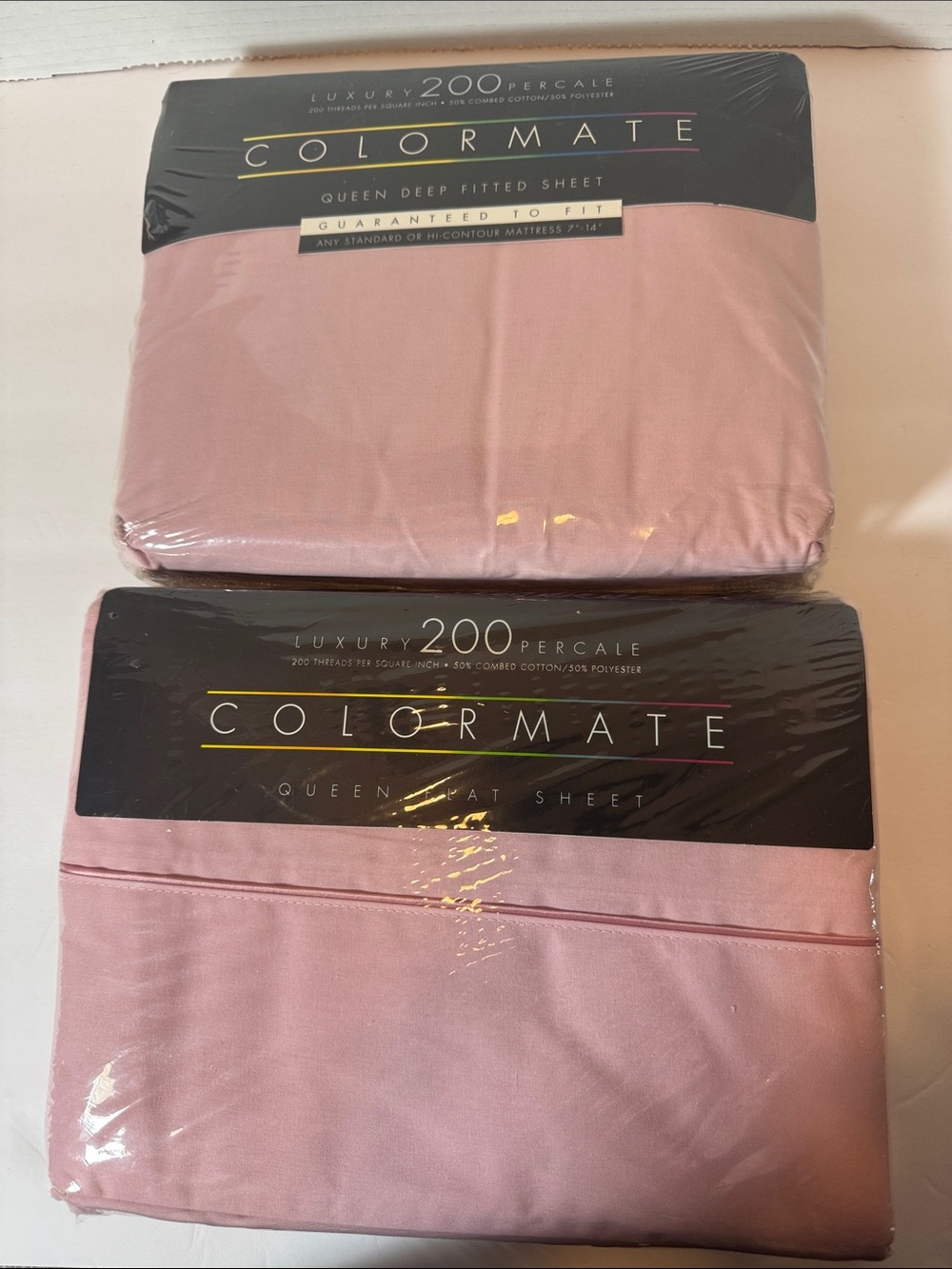 english rose Colormate Luxury 200 Percale Queen Sheet Set in Blush Pink